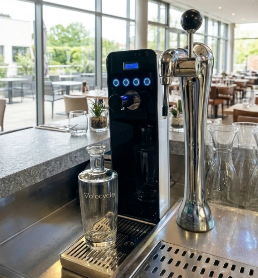 Fontaine à eau installée sur un bar de  restaurant brasserie