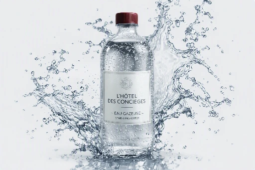 Mise en scène d'une bouteille d'eau signature 